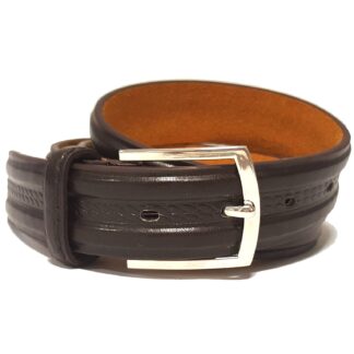Accessory Mens Lucas Western Basketweave Leather Belt in Dark Brown / XXL (44" - 49") - Tokyo Laundry