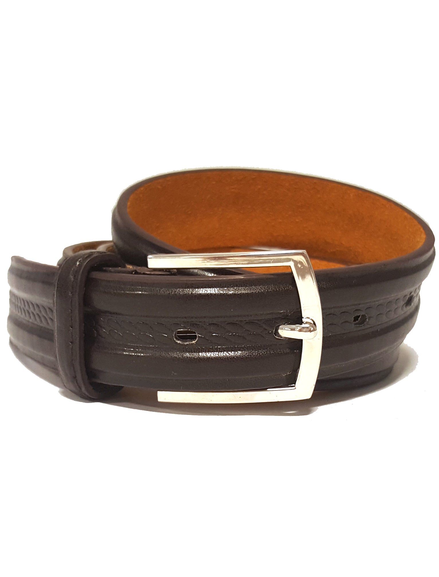 Accessory Mens Lucas Western Basketweave Leather Belt in Dark Brown / XXL (44" - 49") - Tokyo Laundry