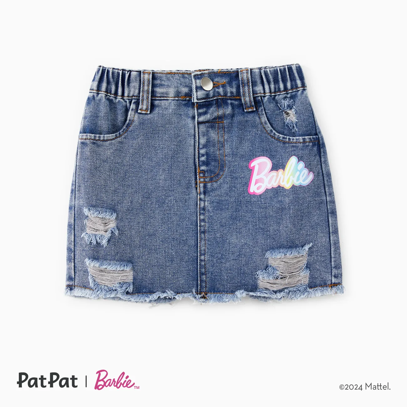 Barbie Mommy and Me Colorful Classic Letter Logo Print Denim Skirt