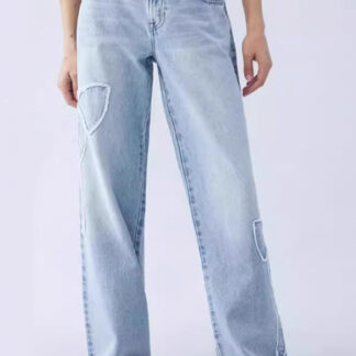 Bow Embroidered Jeans High Street Style Wide Leg Denim Pants For Women 2025