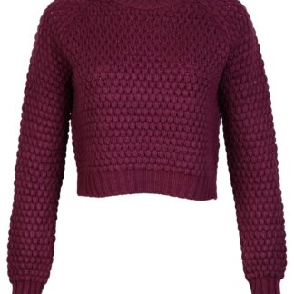 Jumpers Amara Reya Cornflower cropped knitted jumper in Dark Purple / 16 - Tokyo Laundry