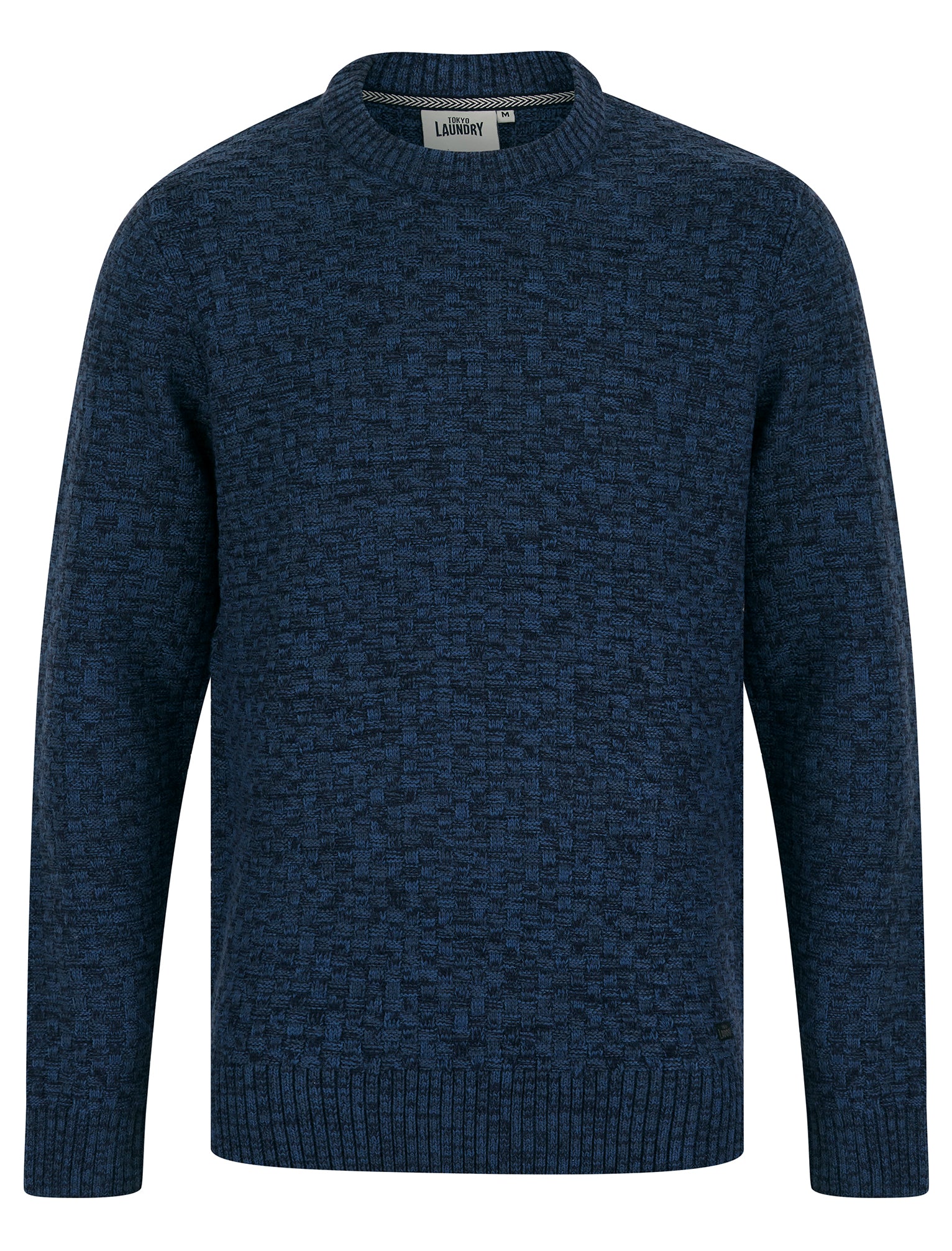 Jumpers Brendean Chunky Basket Stitch Knitted Jumper in Denim Twist / S - Tokyo Laundry