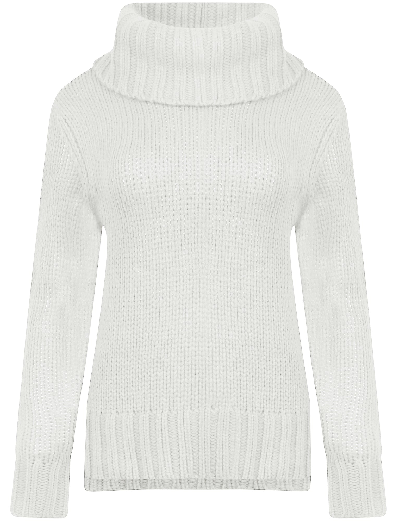 Jumpers Drama Roll Neck Chunky Knit Jumper in Optic White - Amara Reya / XL - Tokyo Laundry