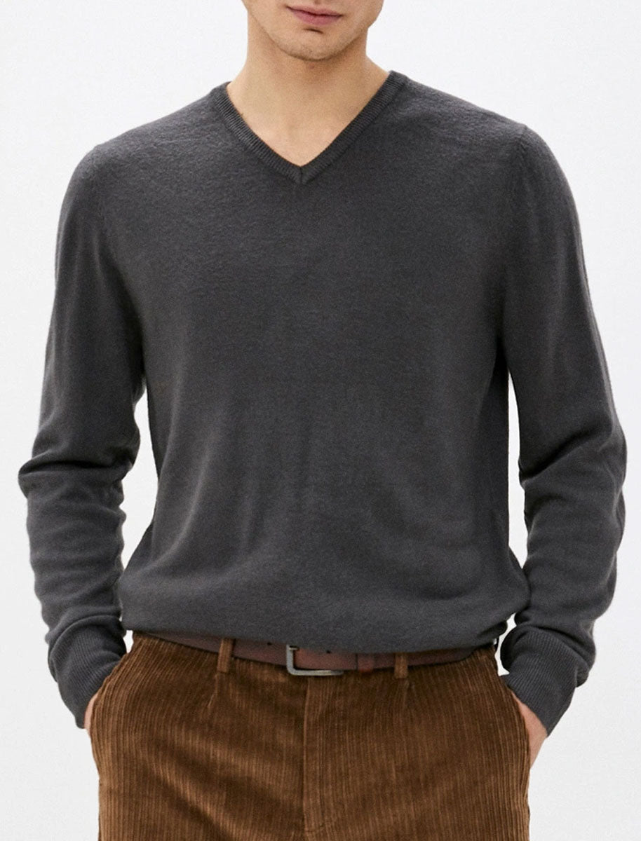 Jumpers Kasso Soft V Neck Jumper In Ebony Grey - Kensington Eastside / M - Tokyo Laundry