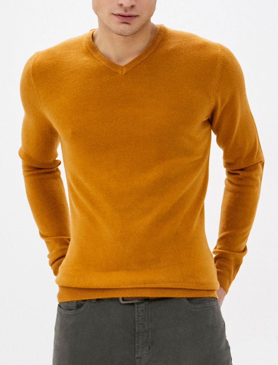 Jumpers Silvo Soft Cashmillon V Neck Jumper In Mustard - Kensington Eastside / M - Tokyo Laundry