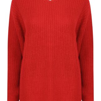 Jumpers Tiah Twist Back Knitted Jumper in Crimson / M - Tokyo Laundry
