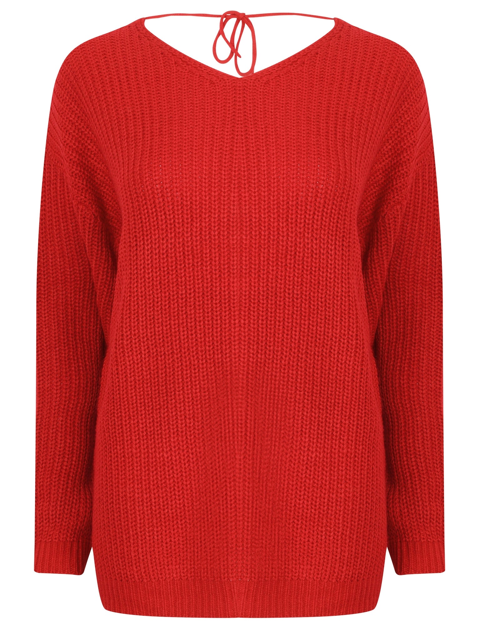Jumpers Tiah Twist Back Knitted Jumper in Crimson / M - Tokyo Laundry
