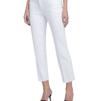 L'Agence Sada High Rise Cropped Straight Jeans in Blanc