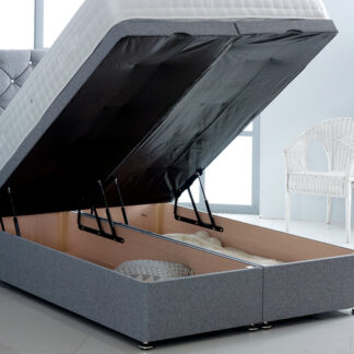 Linen Fabric Ottoman Bed Set W/Memory Form Sprung Mattress | Wowcher