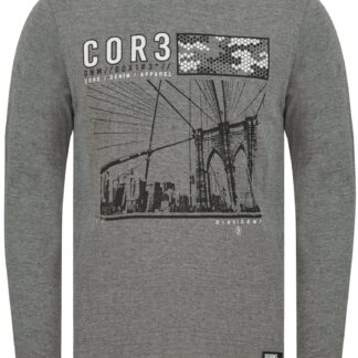 Long Sleeve Tops Ascend Motif Cotton Jersey Long Sleeve Top In Mid Grey Marl - Dissident / S - Tokyo Laundry