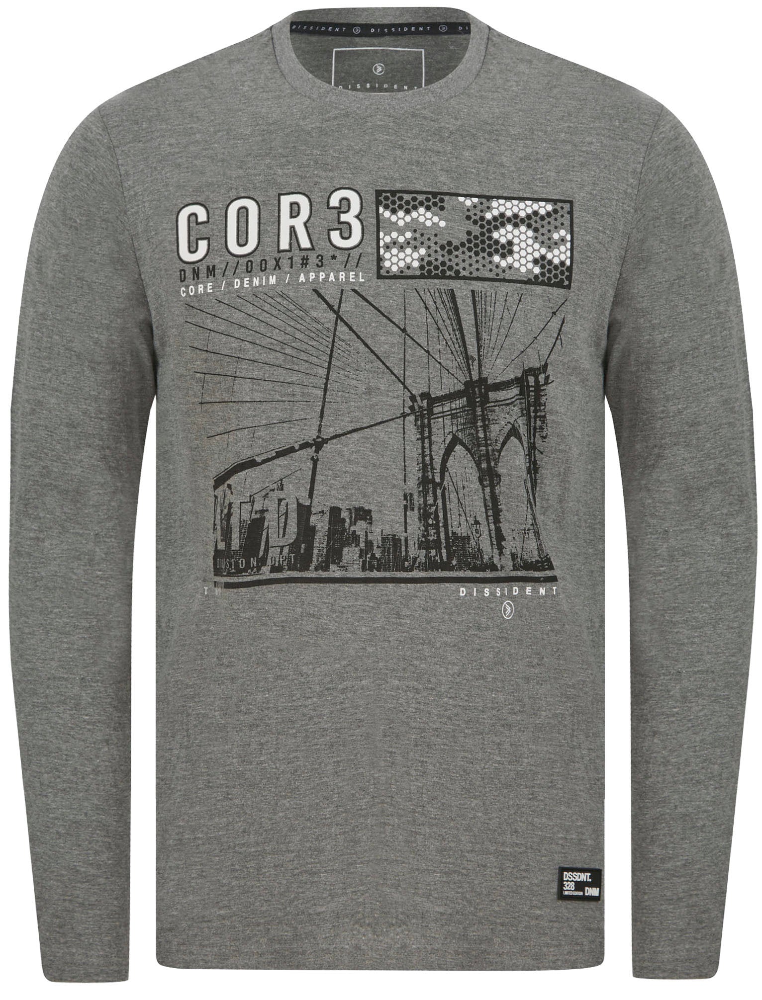 Long Sleeve Tops Ascend Motif Cotton Jersey Long Sleeve Top In Mid Grey Marl - Dissident / S - Tokyo Laundry