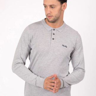 Long Sleeve Tops Cosenza Long Sleeve Polo Shirt in Light Grey Marl / S - Tokyo Laundry
