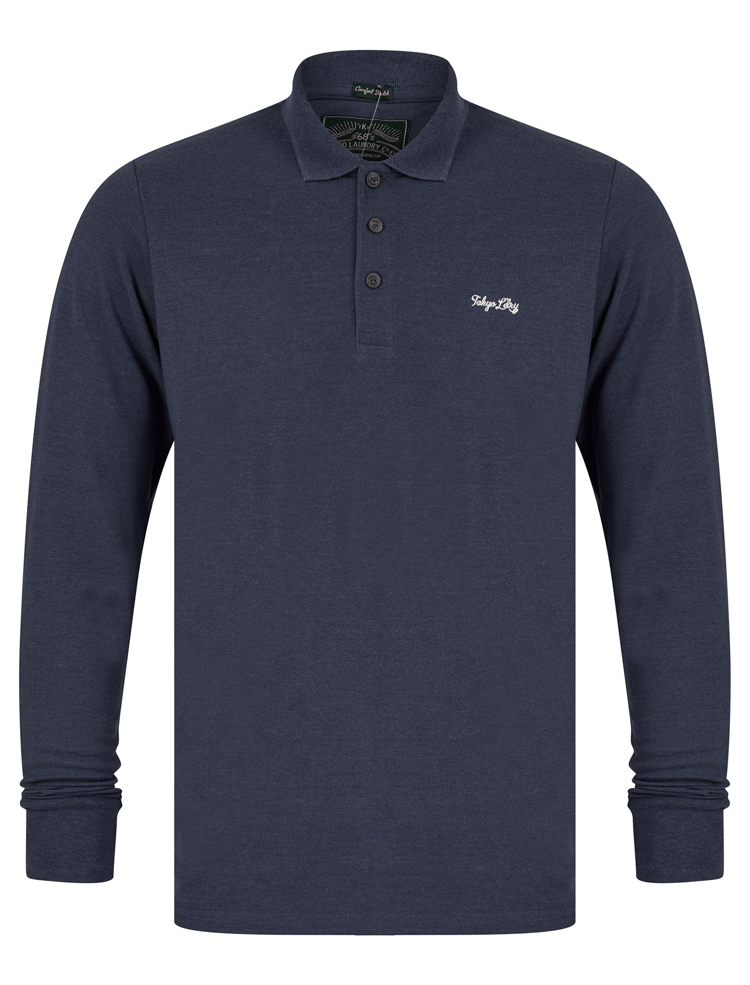 Long Sleeve Tops Cosenza Long Sleeve Polo Shirt in Mood Indigo Marl / S - Tokyo Laundry