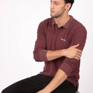 Long Sleeve Tops Cosenza Long Sleeve Polo Shirt in Vineyard Marl / S - Tokyo Laundry