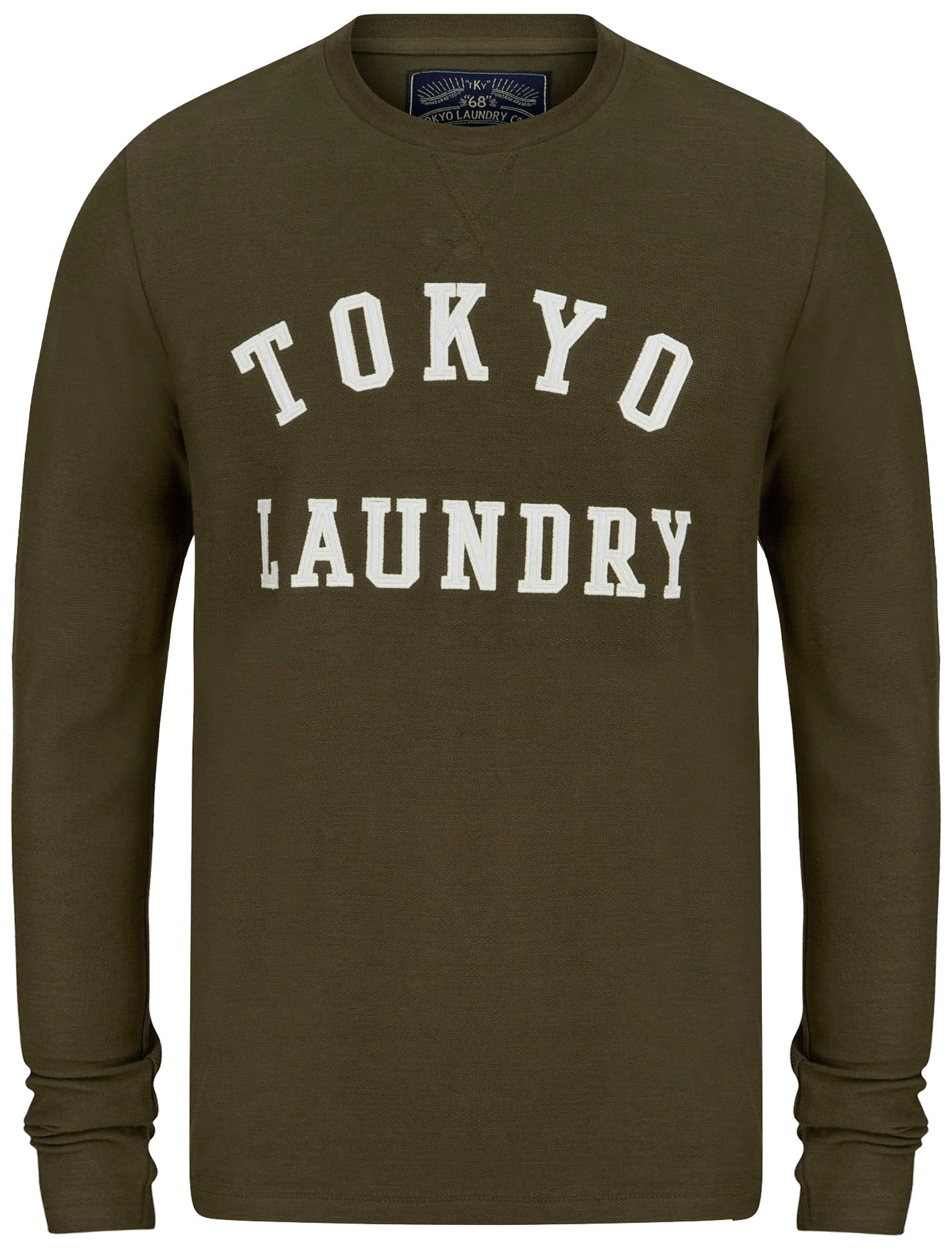 Long Sleeve Tops Norsk Felt Applique Loop Back Cotton Long Sleeve Top In Green Leaf / S - Tokyo Laundry