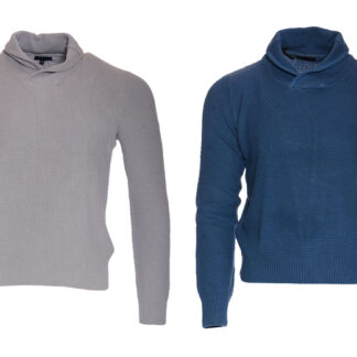 Men'S Plain 100% Cotton Knit-Jumper Shawl Neck - 4 Sizes, 2 Colours | Wowcher