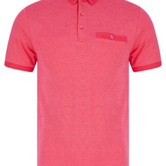 Polo Shirts Bardell Cotton Jacquard Polo Shirt with Chest Pocket In Raspberry - Kensington Eastside / S - Tokyo Laundry
