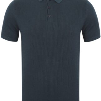 Polo Shirts Dangerfield Plaited Knitted Polo Shirt in Reflex Blue - Dissident / S - Tokyo Laundry