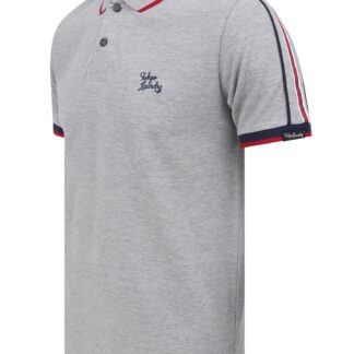 Polo Shirts Finley Point 2 Cotton Piqué Polo Shirt with Tape Detail In Light Grey Marl / S - Tokyo Laundry