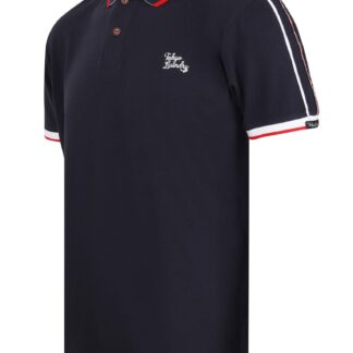 Polo Shirts Finley Point Cotton Polo Shirt with Tape Detail In Iris Navy / S - Tokyo Laundry