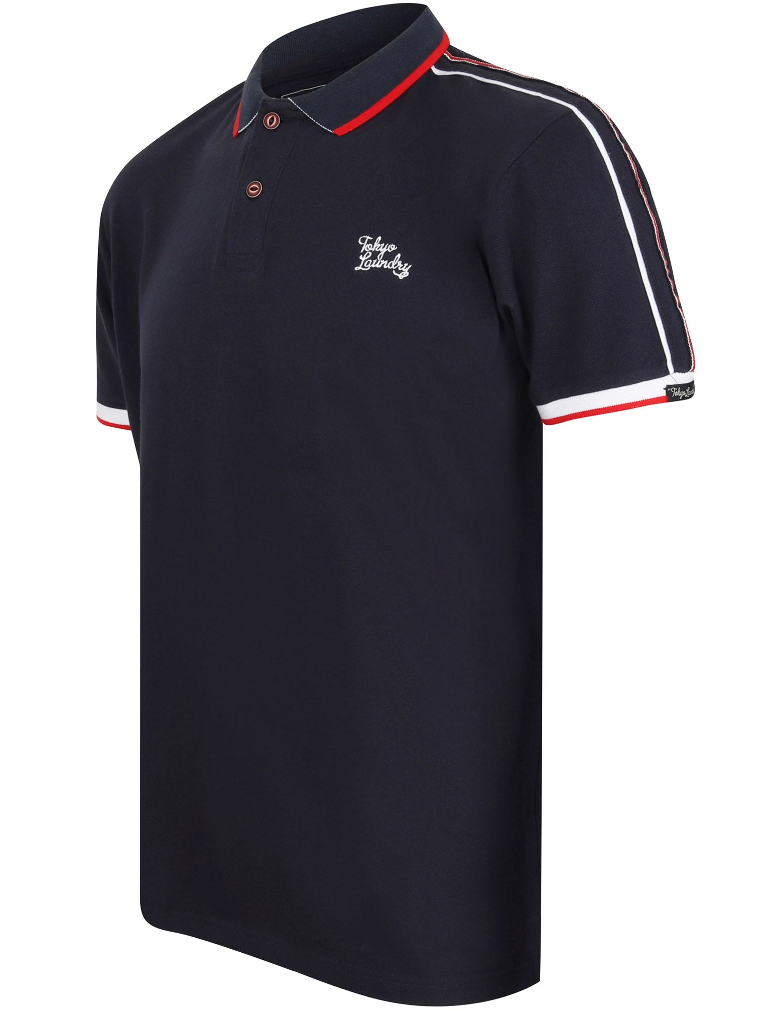 Polo Shirts Finley Point Cotton Polo Shirt with Tape Detail In Iris Navy / S - Tokyo Laundry