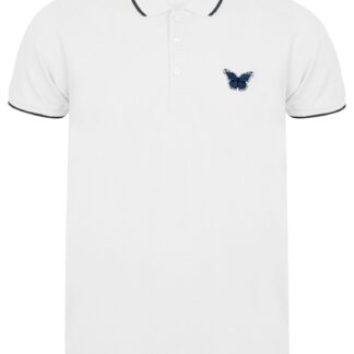 Polo Shirts Monarch Cotton Polo Shirt with Butterfly Print in White / S - Tokyo Laundry
