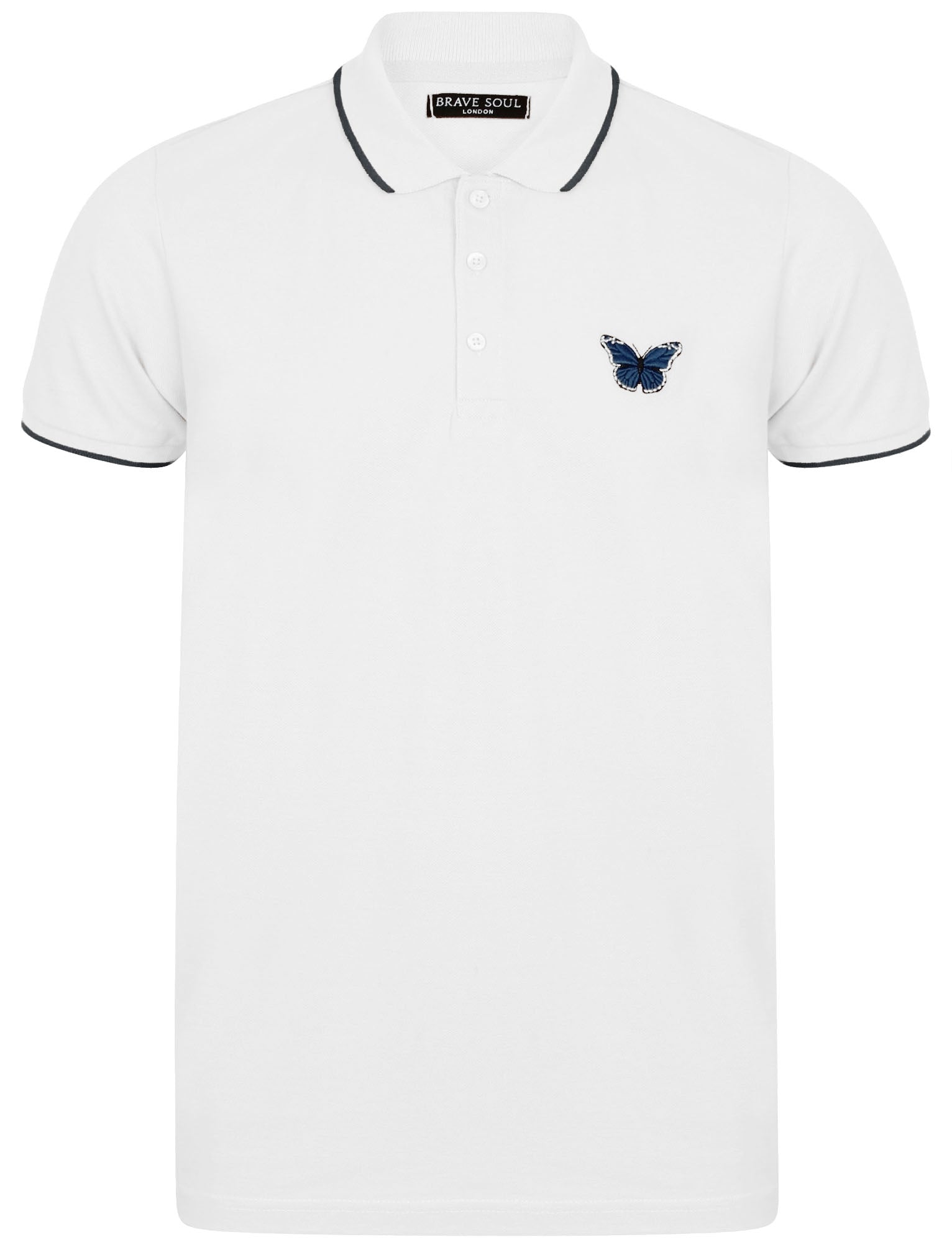 Polo Shirts Monarch Cotton Polo Shirt with Butterfly Print in White / S - Tokyo Laundry