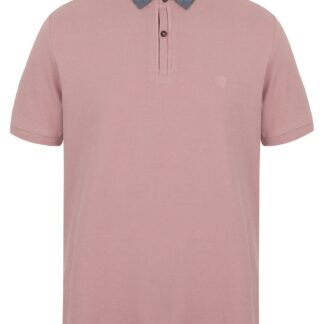 Polo Shirts Norland Cotton Pique Polo Shirt with Chambray Collar in Deauville Mauve - Kensington Eastside / S - Tokyo Laundry