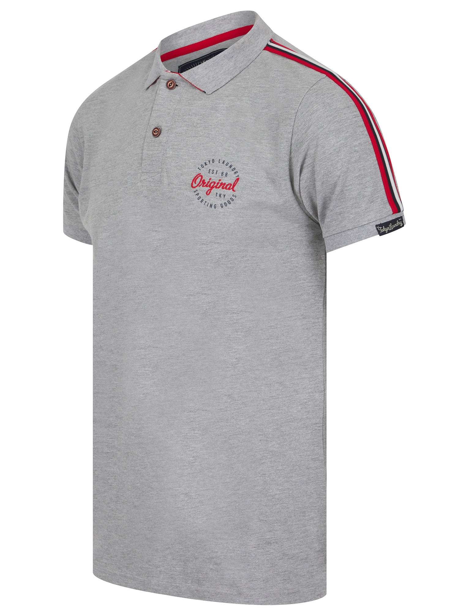 Polo Shirts Tape Cotton Pique Polo Shirt in Light Grey Marl / S - Tokyo Laundry