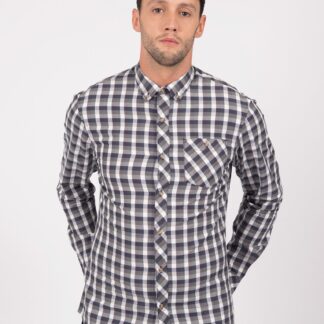 Shirts Bridlington Checked Cotton Long Sleeve Shirt In Dark Denim / S - Tokyo Laundry