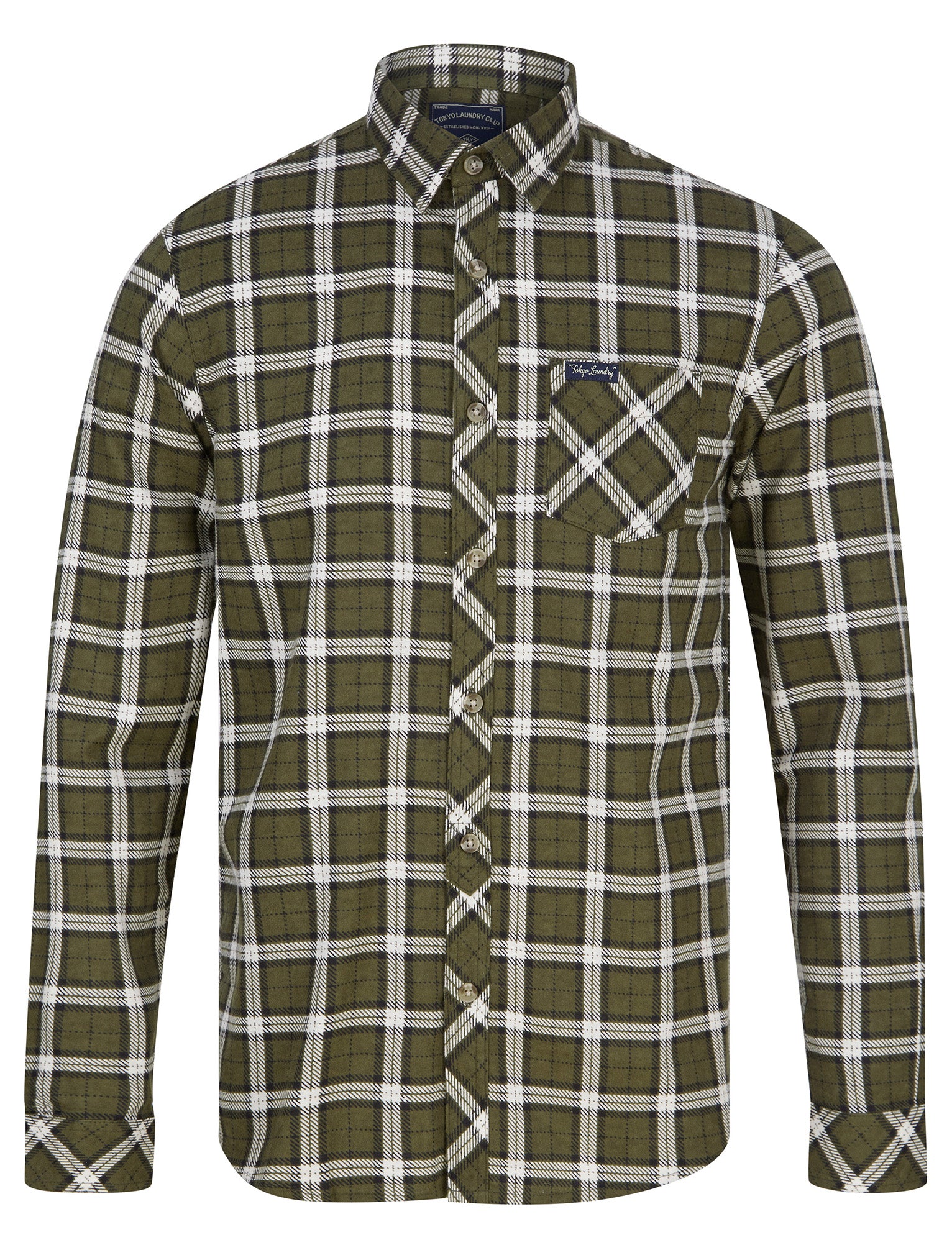 Shirts Deciduous Checked Cotton Flannel Shirt in Grape Leaf / S - Tokyo Laundry
