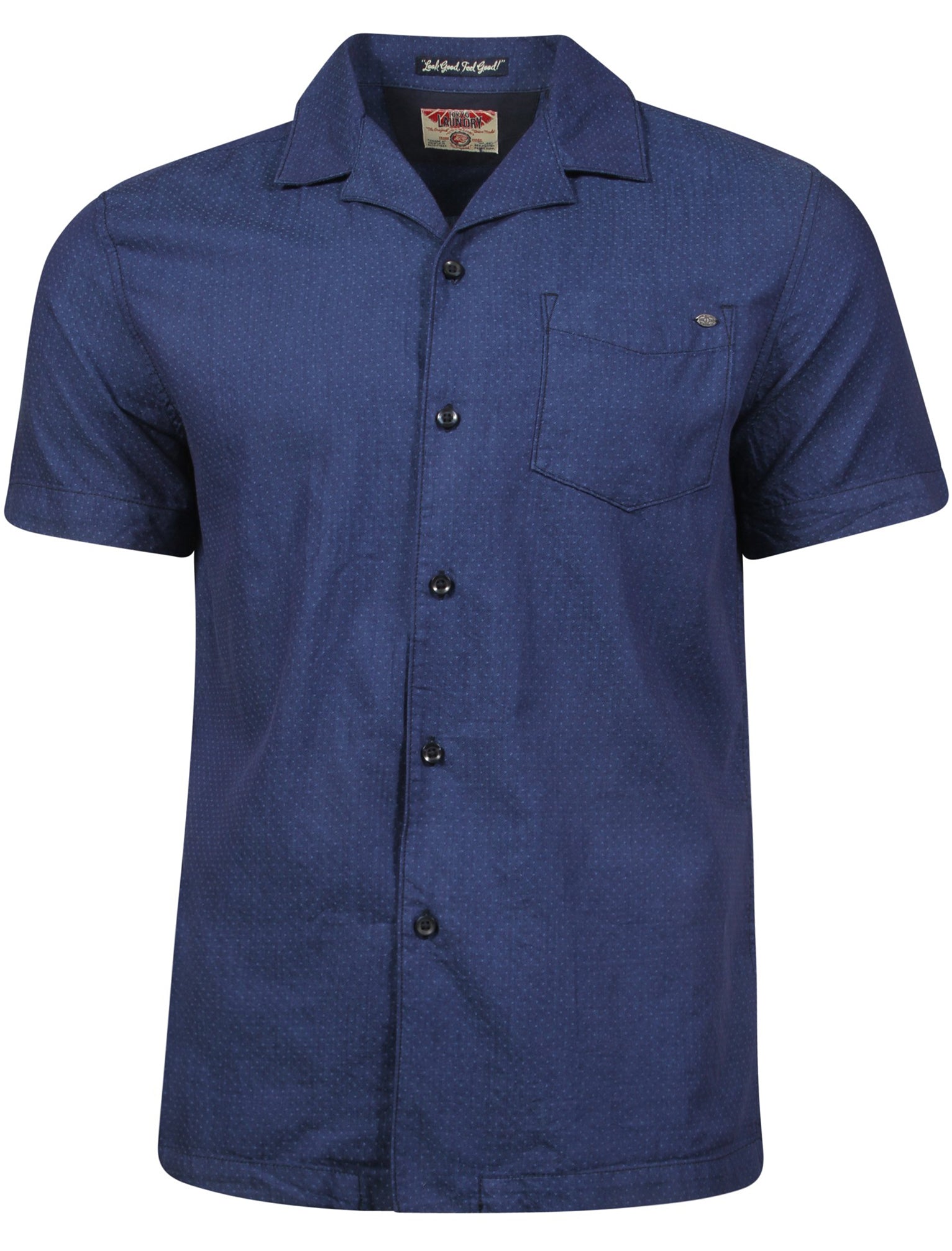 Shirts Marino Polkadot Short Sleeve Cotton Shirt in Indigo / S - Tokyo Laundry