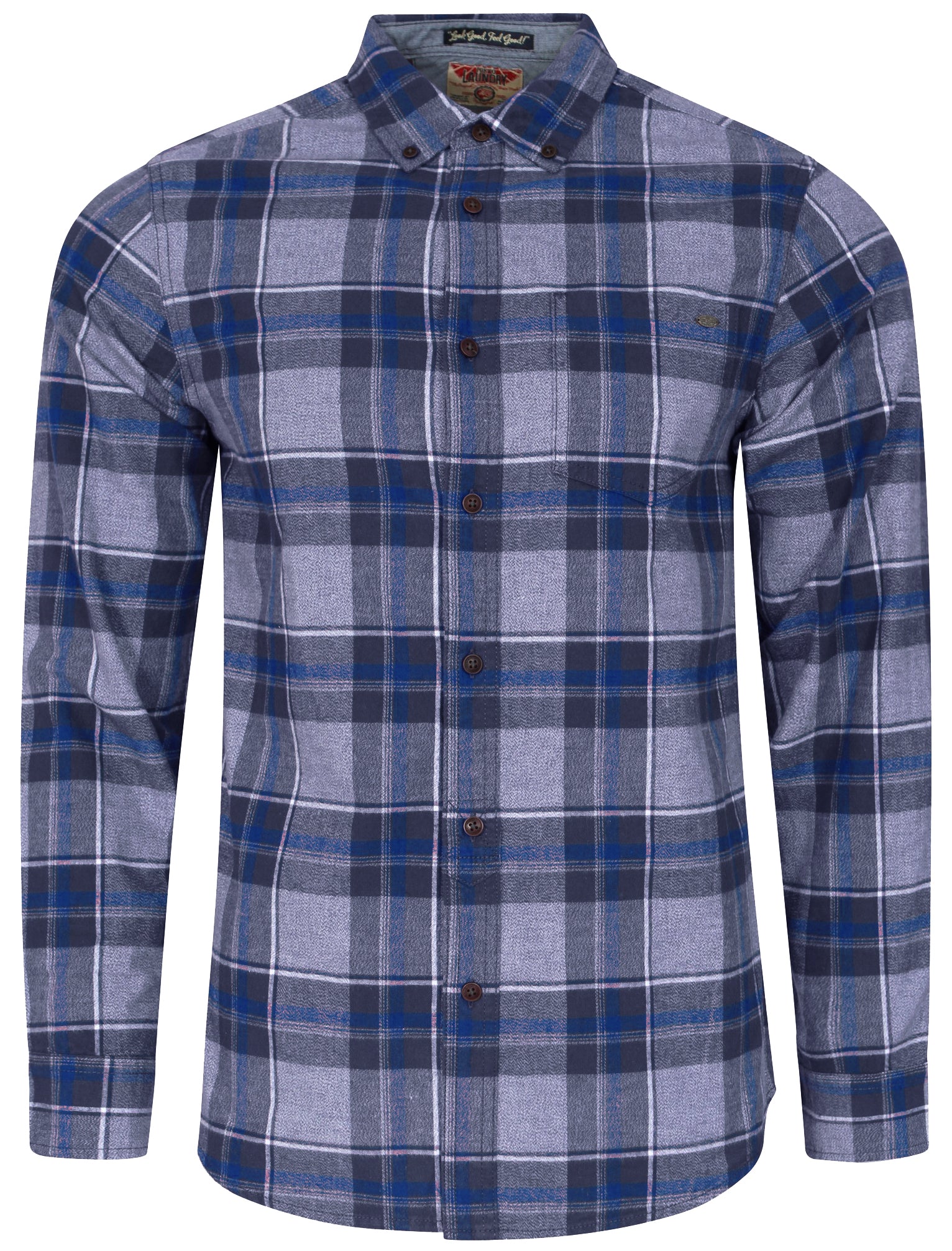 Shirts Napoli Brushed Flannel Checked Shirt in Estate Blue / S - Tokyo Laundry
