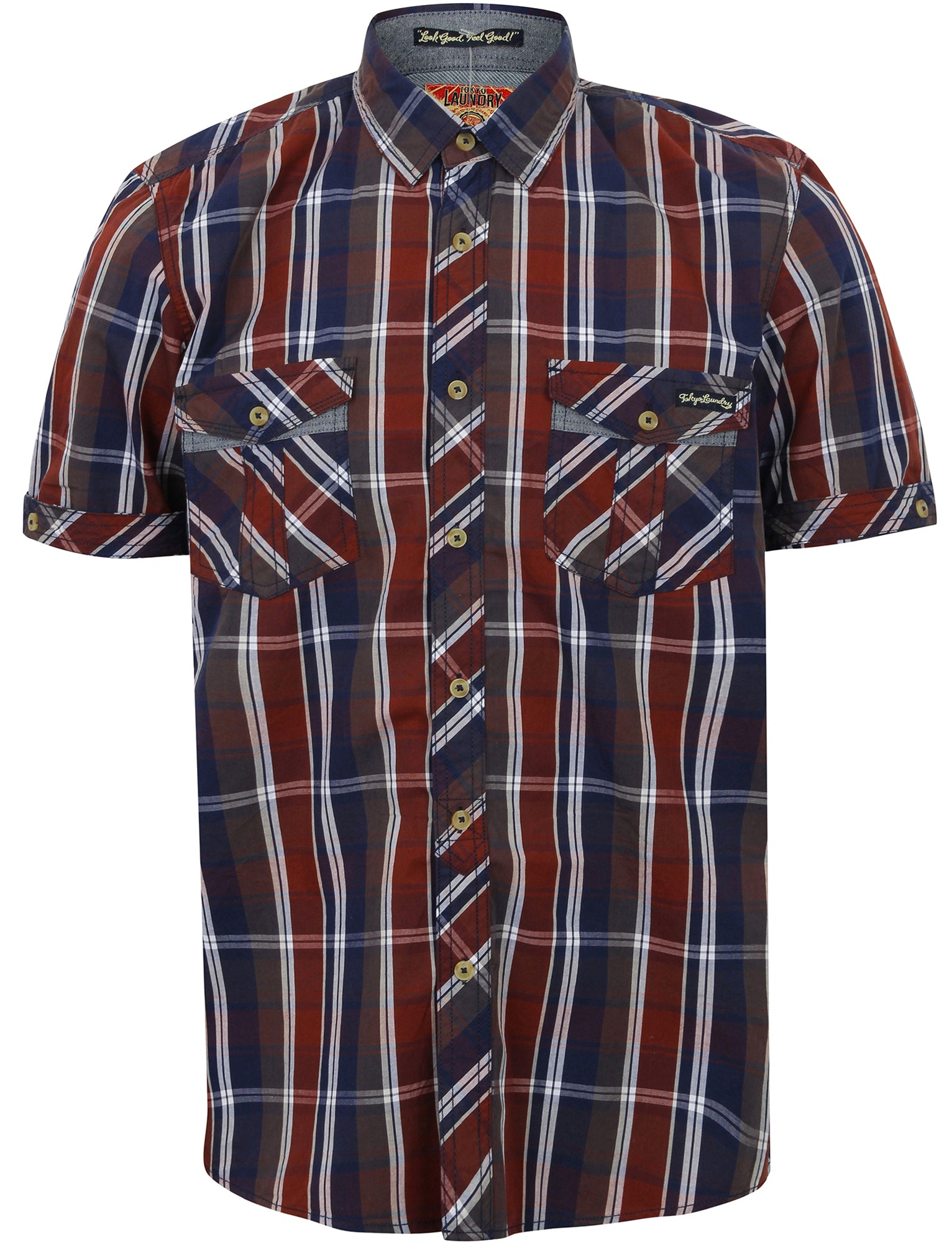 Shirts Santos Short Sleeve Checked Shirt in Red Mahogany / S - Tokyo Laundry