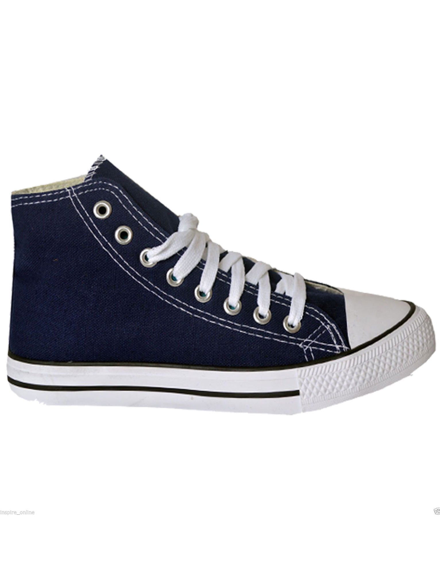 Shoes Womens Clara Lace up Canvas Hi Top Trainers in Navy / UK 3 - Tokyo Laundry