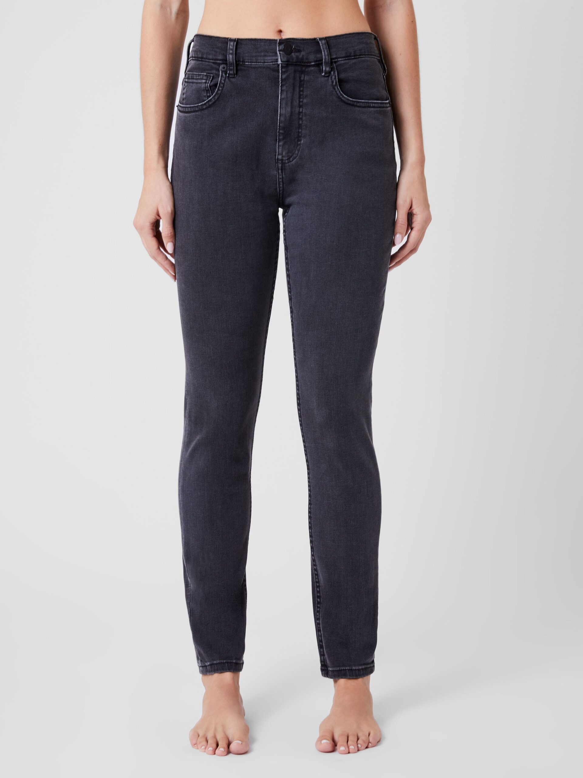 Soft Stretch Denim High Rise Skinny Jeans 30 Inch Charcoal