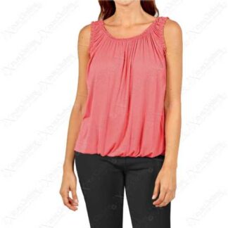 Stylish Jersey Ruched-Neck Bubble Vest Top | Wowcher