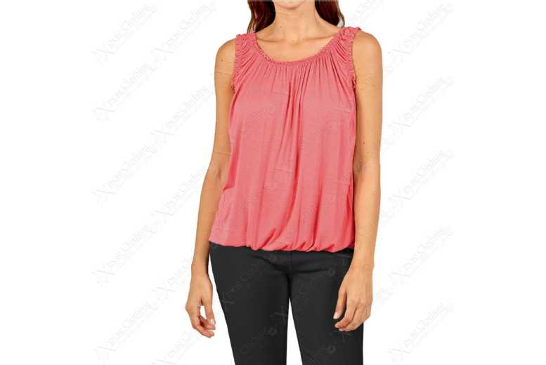 Stylish Jersey Ruched-Neck Bubble Vest Top | Wowcher
