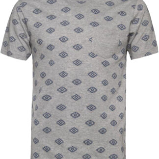 T-Shirts Berdan Aztec Print Crew Neck T-Shirt with Pocket in Grey Marl / S - Tokyo Laundry