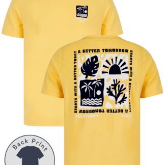 T-Shirts Better Tomorrow Motif Cotton Jersey T-Shirt in Golden Cream - South Shore / S - Tokyo Laundry