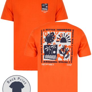 T-Shirts Better Tomorrow Motif Cotton Jersey T-Shirt in Hot Coral - South Shore / S - Tokyo Laundry