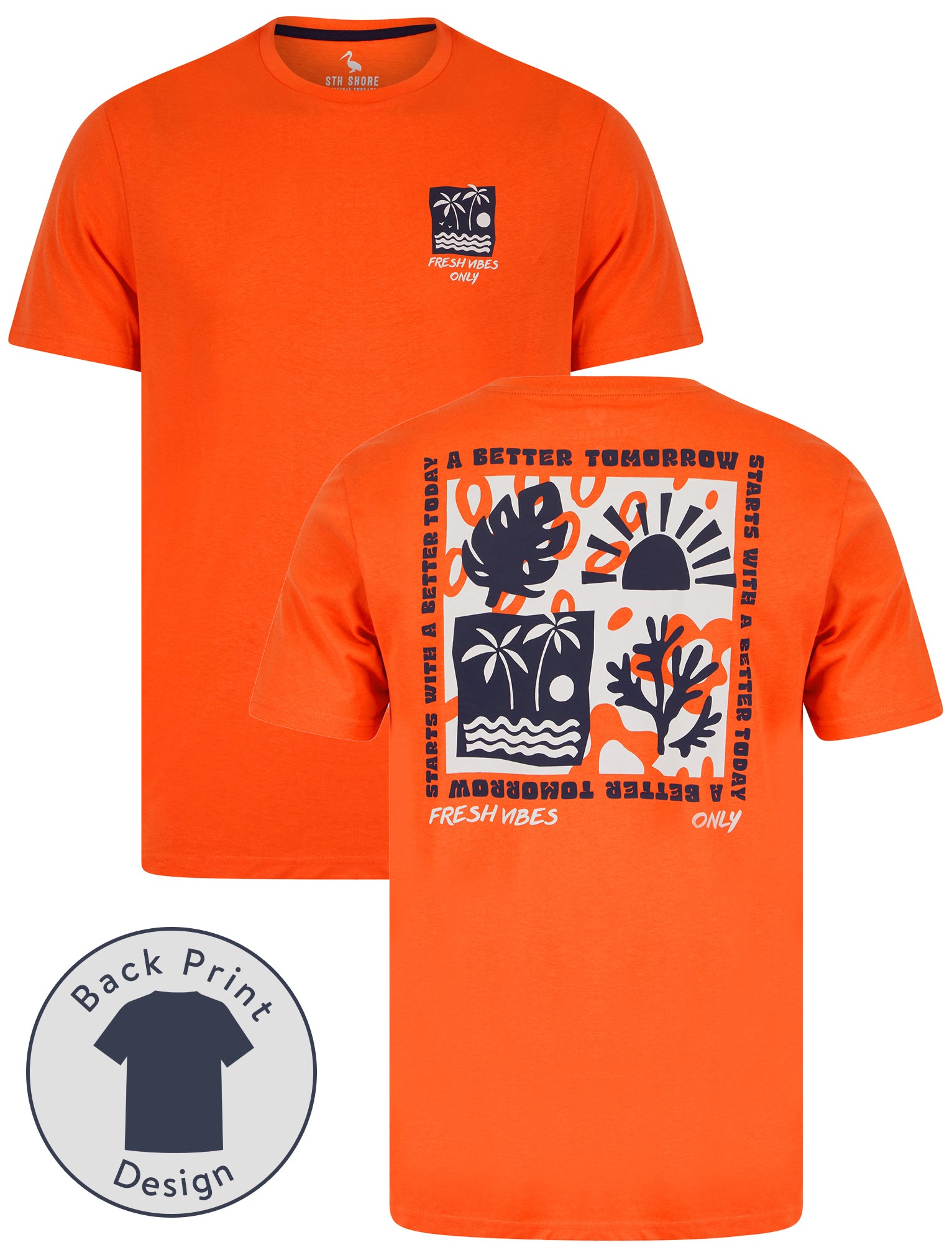 T-Shirts Better Tomorrow Motif Cotton Jersey T-Shirt in Hot Coral - South Shore / S - Tokyo Laundry