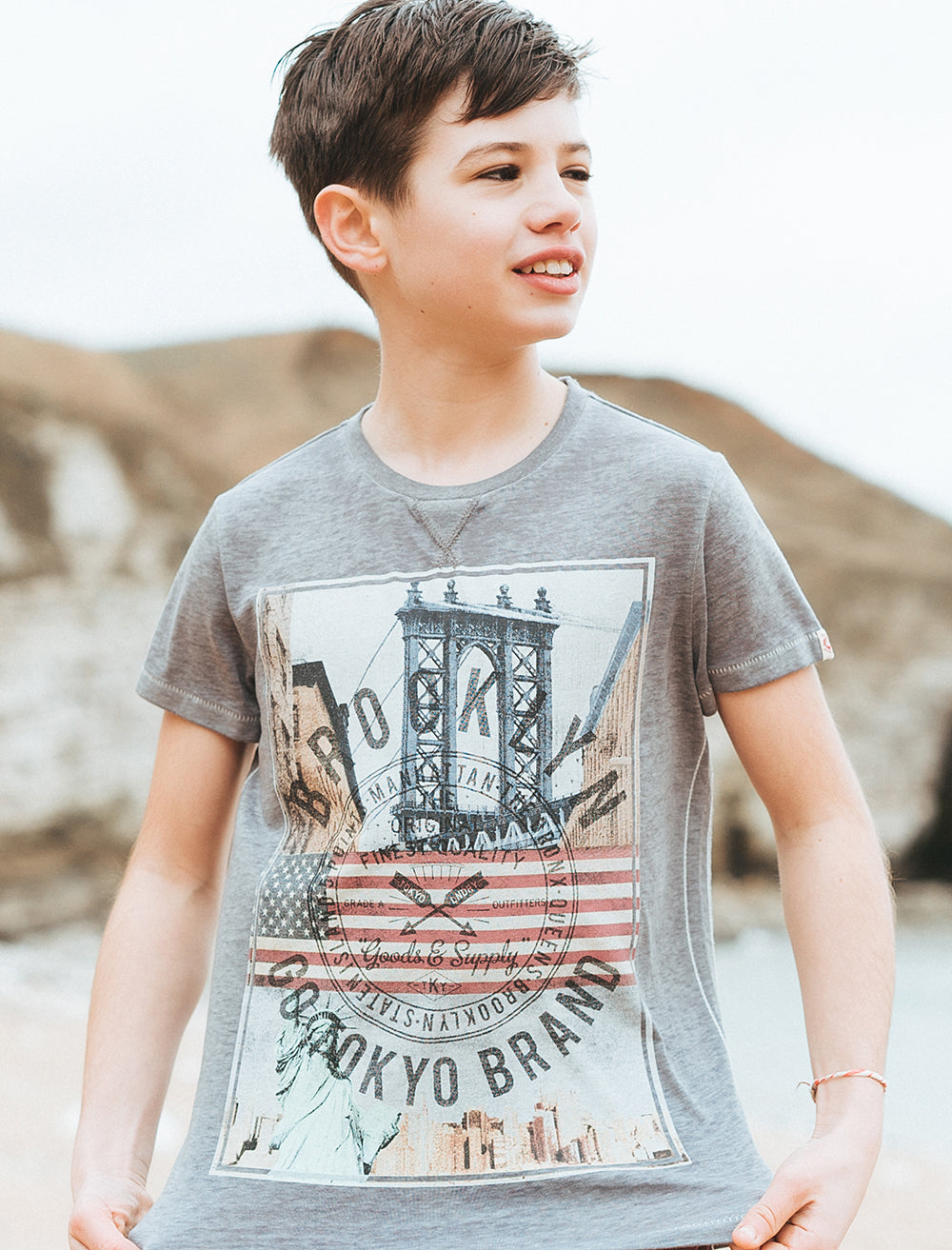 T-Shirts Boys K-Auburn Point Burnout T-Shirt in Pewter Grey Kids / 5-6 Years - Tokyo Laundry