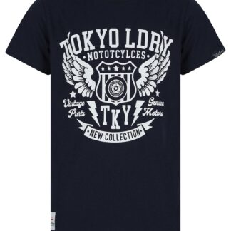 T-Shirts Boys Ldry Cycles Motif Cotton T-Shirt in Sky Captain Navy Kids / 3-4 Years - Tokyo Laundry
