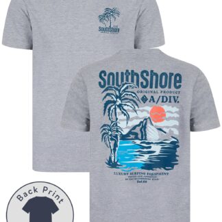 T-Shirts Bramley Reverse Print Motif Cotton Jersey T-Shirt in Light Grey Marl - South Shore / S - Tokyo Laundry