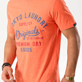 T-Shirts Breakstone 2 Motif Print Cotton Slub T-Shirt In Emberglow Orange / S - Tokyo Laundry