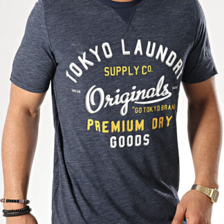 T-Shirts Breakstone 2 Motif Print Cotton Slub T-Shirt In Iris Navy / S - Tokyo Laundry