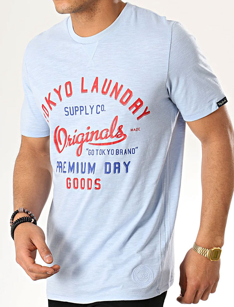 T-Shirts Breakstone 2 Motif Print Cotton Slub T-Shirt In Kentucky Blue / S - Tokyo Laundry
