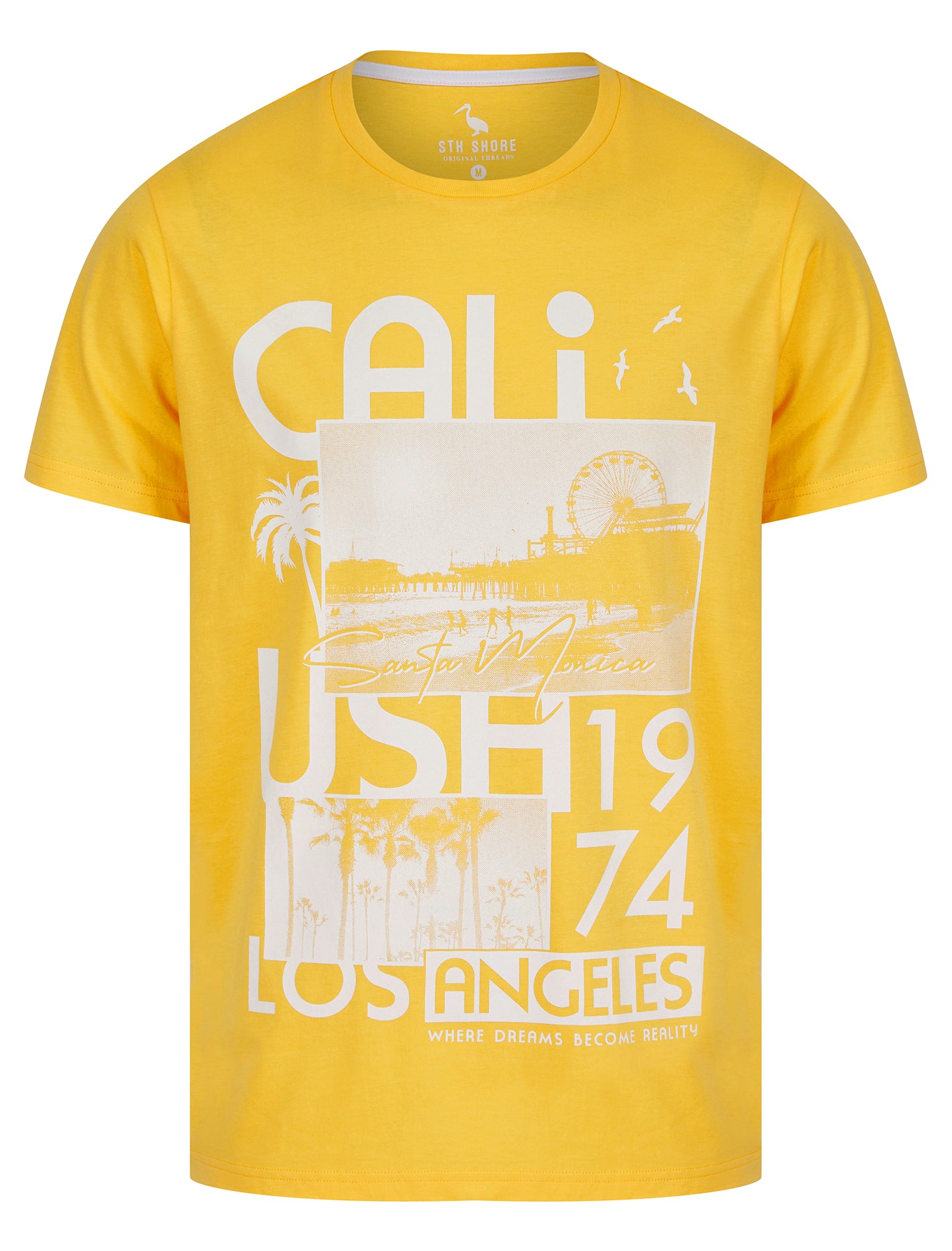 T-Shirts Cali Dreams Motif Cotton Jersey T-Shirt in Golden Cream - South Shore / S - Tokyo Laundry
