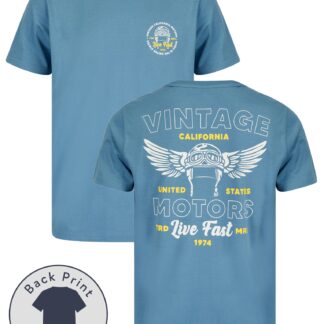 T-Shirts Cali Motors Back Print Motif Cotton Jersey T-Shirt in Blue Heaven - South Shore / S - Tokyo Laundry